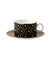 Arris Geometric tea cup and saucer, black