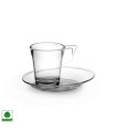 Transparent coffe cup with soucer